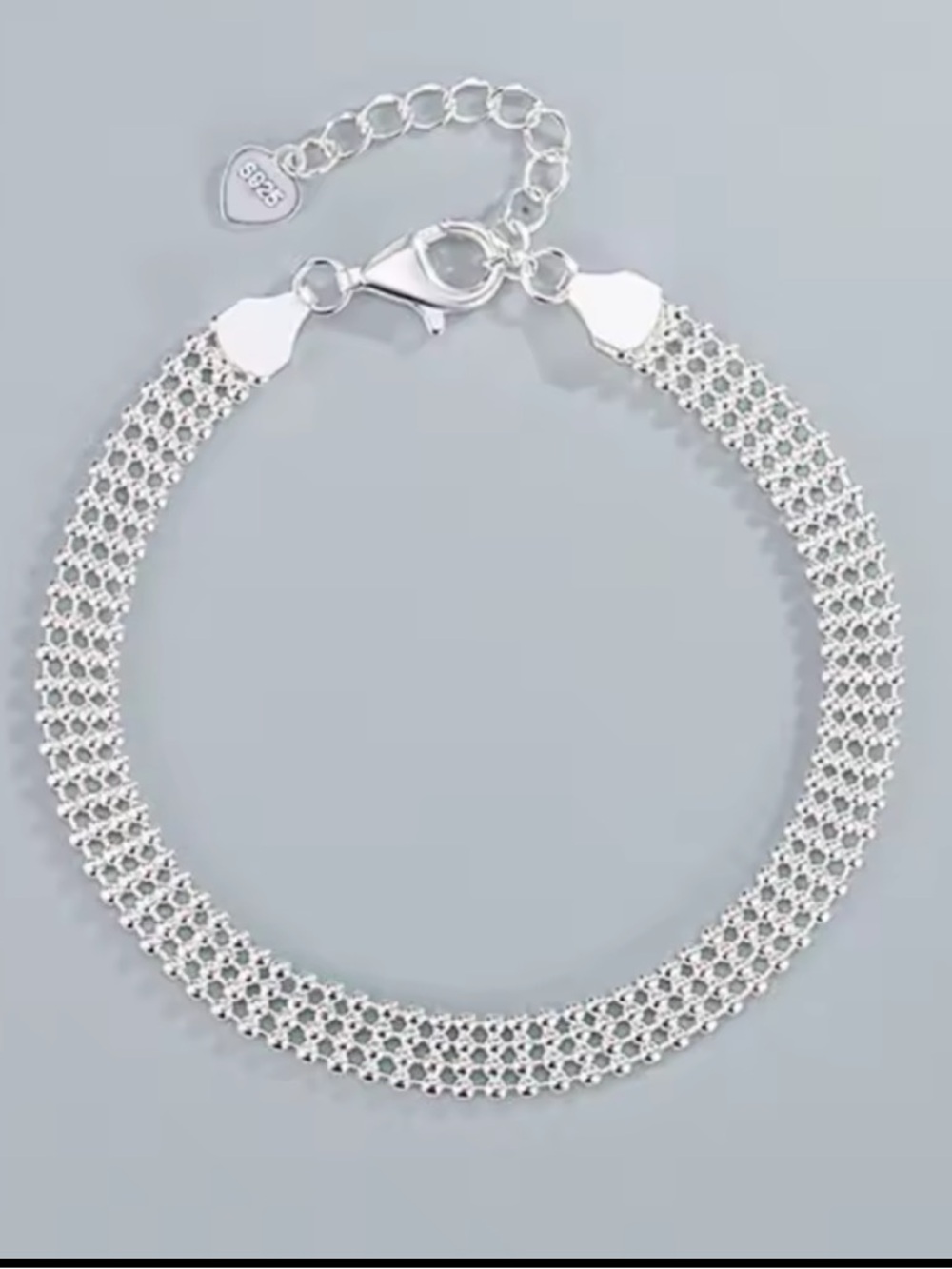 The 4 row silver beaded bracelet stamped 925